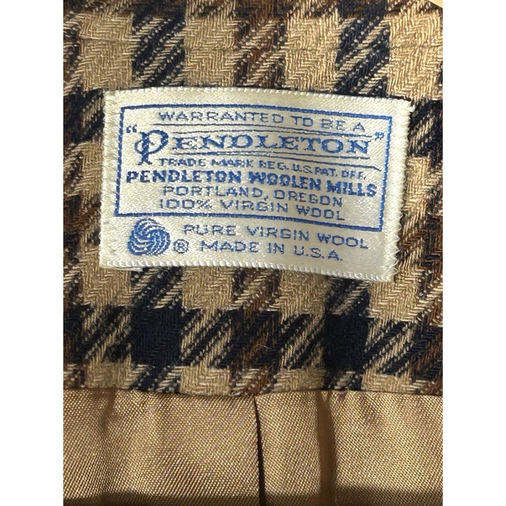 Vintage Pendleton Women's Houndstooth Blazer Jacket 100% Virgin Wool USA 80s 90s - Picture 2 of 13